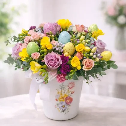 ARANJAMENT FLORAL ”Easter colourful flowers”